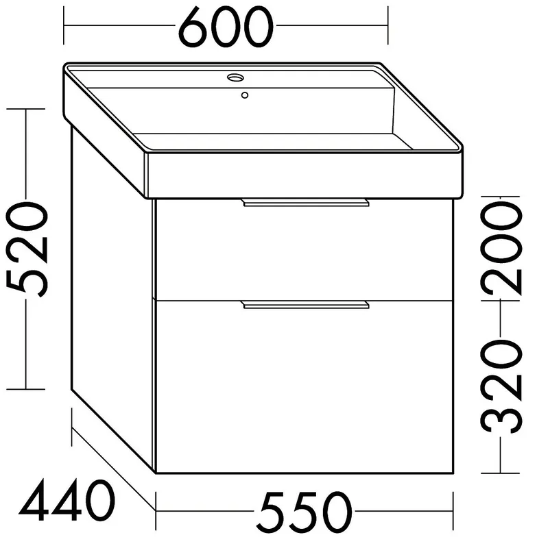 sanibel-Waschtisch-Unterbau 2.0 FLEX WXBF055 550mm breit Schubl/Auszug Eiche Caramel