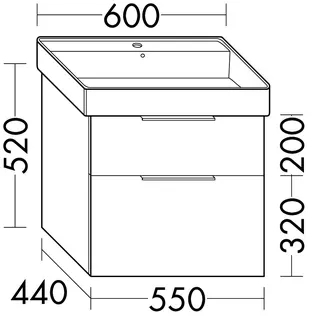 sanibel-Waschtisch-Unterbau 2.0 FLEX WXBF055 550mm breit Schubl/Auszug Eiche Caramel