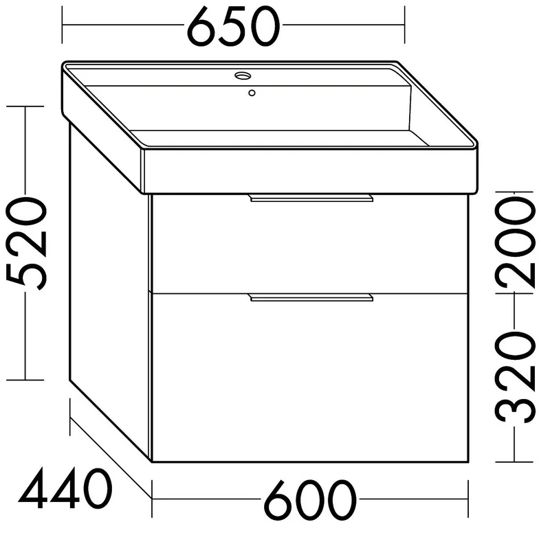 sanibel-Waschtisch-Unterbau 2.0 FLEX WXBF060 600mm breit Schubl/Auszug Eiche Caramel