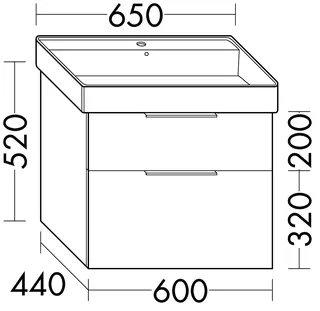 sanibel-Waschtisch-Unterbau 2.0 FLEX WXBF060 600mm breit Schubl/Auszug Eiche Caramel