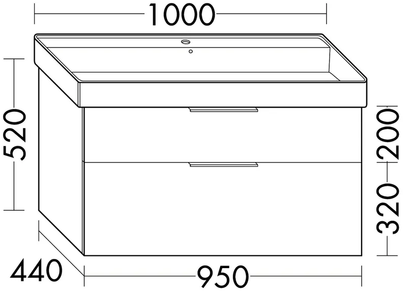 sanibel-Waschtisch-Unterbau 2.0 FLEX WXBF095 950mm breit Schubl/Auszug Eiche Caramel