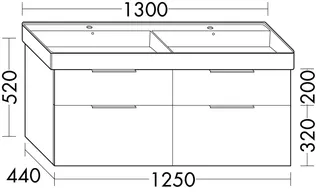 sanibel-Waschtisch-Unterbau 2.0 FLEX WXBF125 1250mm 2 Schubl/2 Auszüge Eiche Caramel