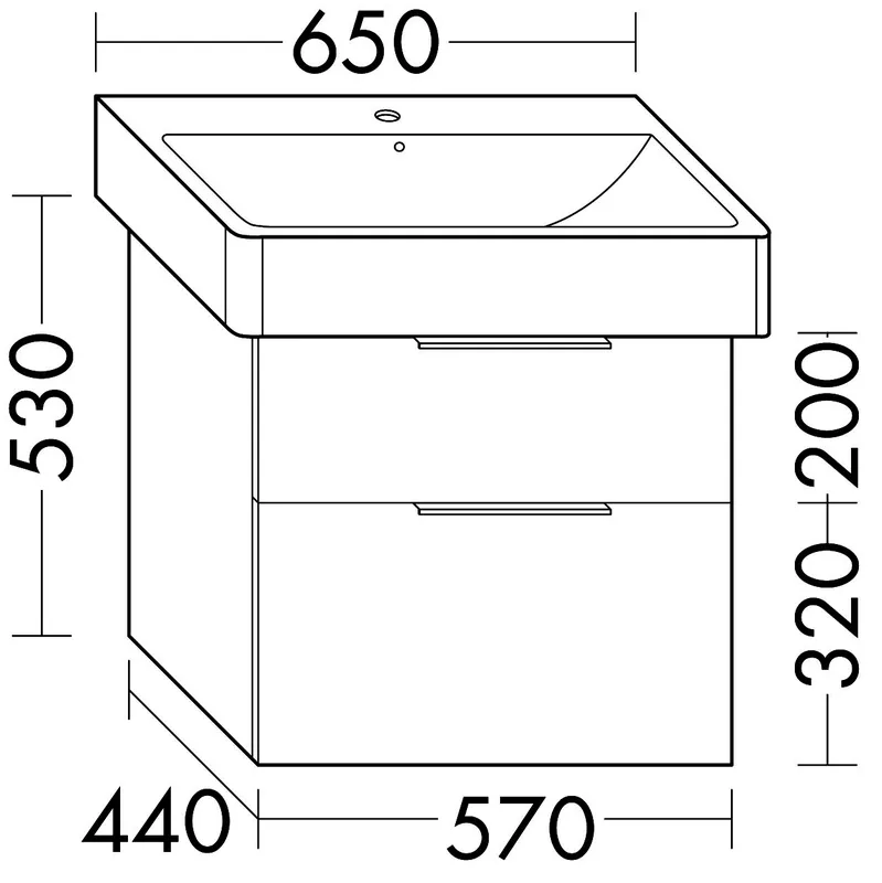 sanibel-Waschtisch-Unterbau 2.0 FLEX WXGT057 570mm breit Schubl/Auszug Eiche Caramel