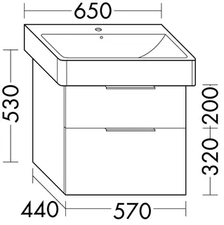 sanibel-Waschtisch-Unterbau 2.0 FLEX WXGT057 570mm breit Schubl/Auszug Eiche Caramel