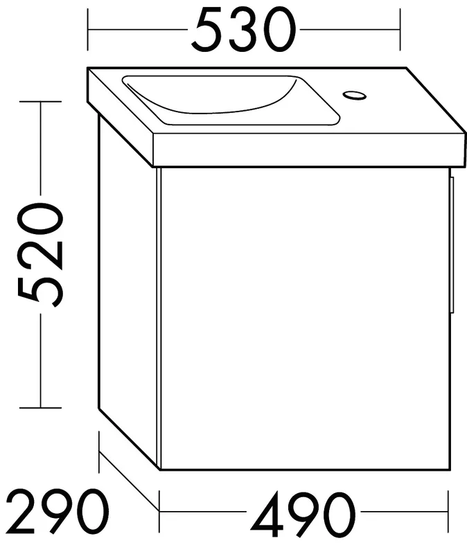 sanibel-Waschtisch-Unterbau 2.0 FLEX WXNR049L 490mm breit 1 Tür links Eiche Caramel