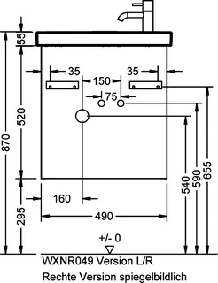 sanibel-Waschtisch-Unterbau 2.0 FLEX WXNR049L 490mm breit 1 Tür links Eiche Caramel – Bild 2