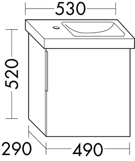 sanibel-Waschtisch-Unterbau 2.0 FLEX WXNR049R 490mm breit 1 Tür rechts Eiche Caramel