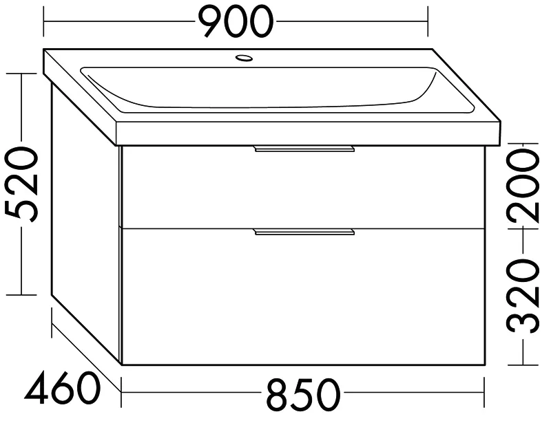 sanibel-Waschtisch-Unterbau 2.0 FLEX WXNT085 850mm breit Schubl/Auszug Eiche Caramel
