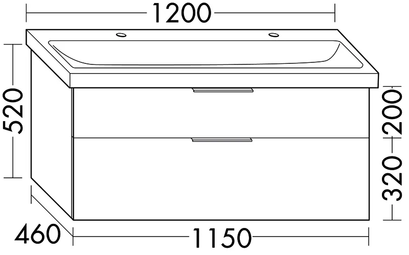 sanibel-Waschtisch-Unterbau 2.0 FLEX WXNT115 1150mm breit Schubl/Auszug Eiche Caramel