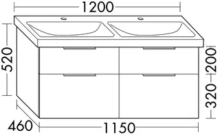sanibel-Waschtisch-Unterbau 2.0 FLEX WXNX115 1150mm 2 Schubl/2 Auszüge Eiche Caramel