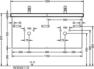 sanibel-Waschtisch-Unterbau 2.0 FLEX WXNX115 1150mm 2 Schubl/2 Auszüge Eiche Caramel – Bild 2
