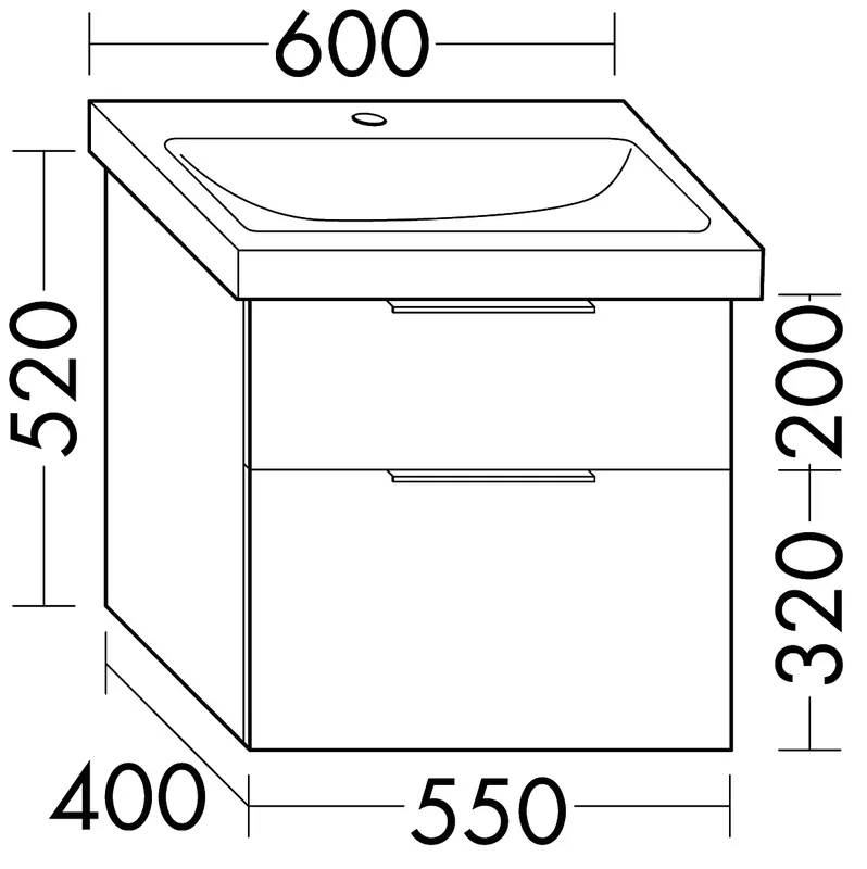 sanibel-Waschtisch-Unterbau 2.0 FLEX WXNZ055 550mm breit Schubl/Auszug Eiche Caramel