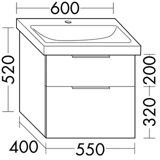 sanibel-Waschtisch-Unterbau 2.0 FLEX WXNZ055 550mm breit Schubl/Auszug Eiche Caramel