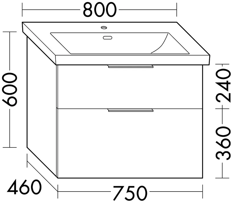 sanibel-Waschtisch-Unterbau 2.0 FLEX WXPF075 750mm breit Schubl/Auszug Eiche Caramel