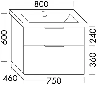 sanibel-Waschtisch-Unterbau 2.0 FLEX WXPF075 750mm breit Schubl/Auszug Eiche Caramel