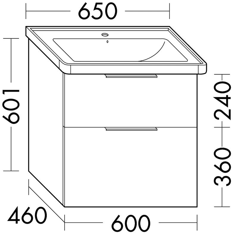 sanibel-Waschtisch-Unterbau 2.0 FLEX WXPV060 600mm breit Schubl/Auszug Eiche Caramel