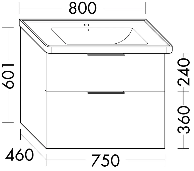 sanibel-Waschtisch-Unterbau 2.0 FLEX WXPV075 750mm breit Schubl/Auszug Eiche Caramel
