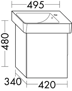 sanibel-Waschtisch-Unterbau 2.0 FLEX WXZY042L 420mm breit Tür links Eiche Caramel