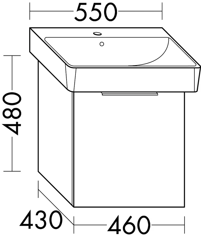 sanibel-Waschtisch-Unterbau 2.0 FLEX WXZZ046 460mm breit 1 Auszug Eiche Caramel