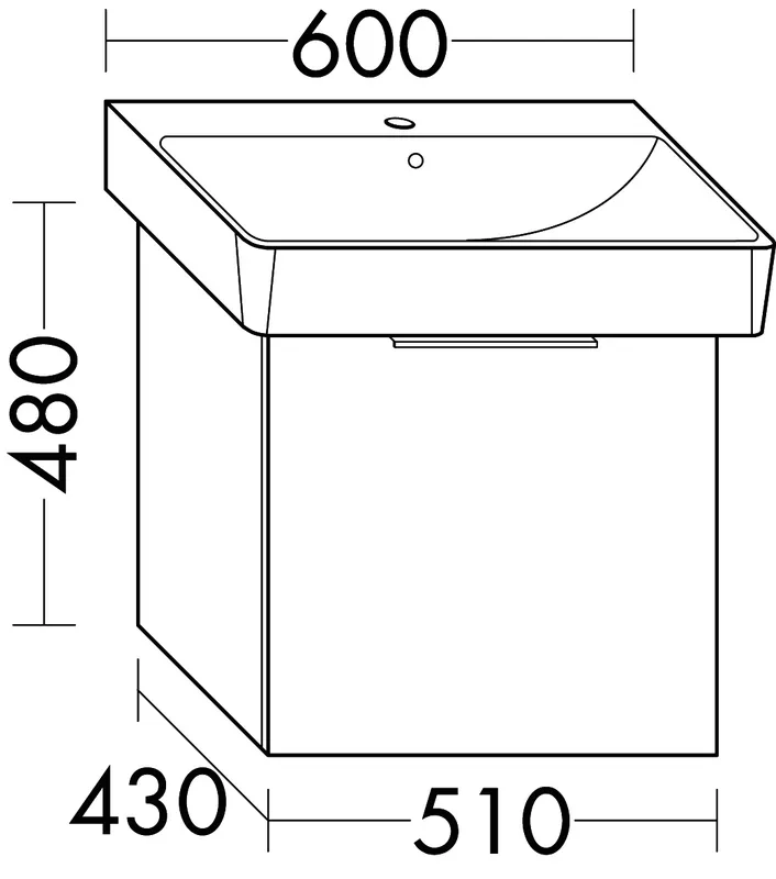 sanibel-Waschtisch-Unterbau 2.0 FLEX WXZZ051 510mm breit 1 Auszug Eiche Caramel