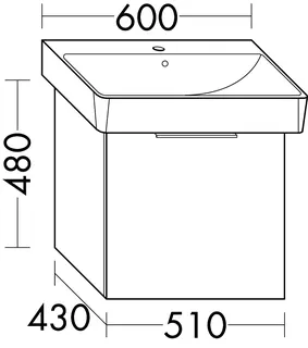 sanibel-Waschtisch-Unterbau 2.0 FLEX WXZZ051 510mm breit 1 Auszug Eiche Caramel