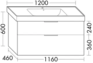 sanibel-Waschtisch-Unterbau 2.0 FLEX WYAH116 1160mm breit Schubl/Auszug Eiche Caramel