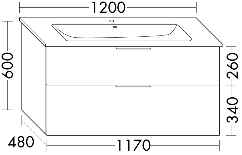 sanibel-Waschtisch-Unterbau 2.0 FLEX WYAI117 1170mm breit Schubl/Auszug Eiche Caramel