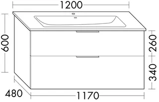 sanibel-Waschtisch-Unterbau 2.0 FLEX WYAI117 1170mm breit Schubl/Auszug Eiche Caramel