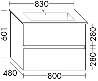 sanibel-Waschtisch-Unterbau FLEX PLUS WYFI080 800mm breit Schubl/Auszug Weiß Matt