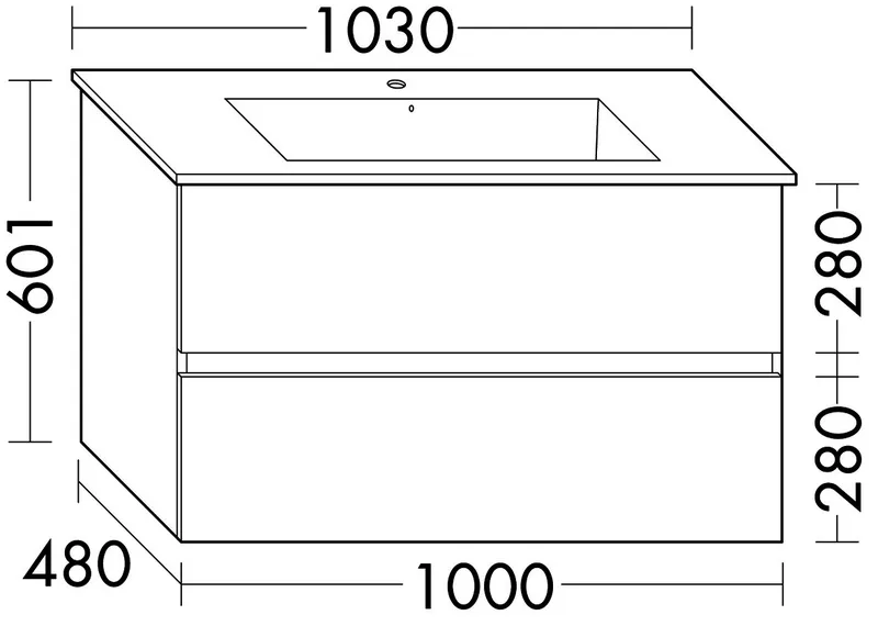 sanibel-Waschtisch-Unterbau FLEX PLUS WYFI100 1000mm breit Schubl/Auszug Basaltgrau