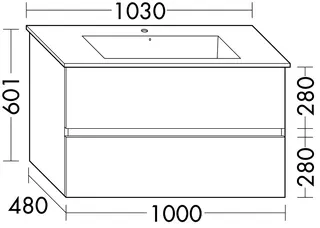 sanibel-Waschtisch-Unterbau FLEX PLUS WYFI100 1000mm breit Schubl/Auszug Weiß Matt