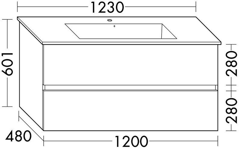 sanibel-Waschtisch-Unterbau FLEX PLUS WYFI120 1200mm Schubl/Auszug Salbeigrau Lack