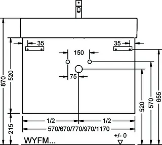 sanibel-Waschtisch-Unterbau FLEX PLUS WYFM057 570mm breit Schubl/Auszug Weiß Matt – Bild 2