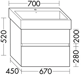 sanibel-Waschtisch-Unterbau FLEX PLUS WYFM067 670mm breit Schubl/Auszug DunkelgrauLack