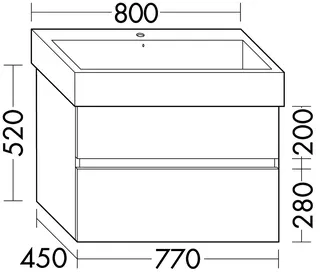 sanibel-Waschtisch-Unterbau FLEX PLUS WYFM077 770mm breit Schubl/Auszug Basaltgrau