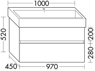 sanibel-Waschtisch-Unterbau FLEX PLUS WYFM097 970mm breit Schubl/Auszug Anthrazit Lack