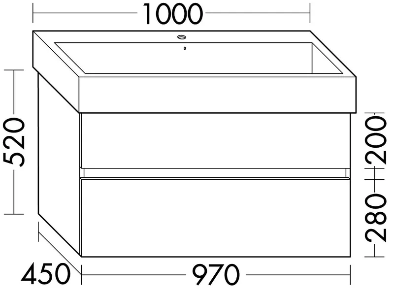 sanibel-Waschtisch-Unterbau FLEX PLUS WYFM097 970mm breit Schubl/Auszug Weiß Matt