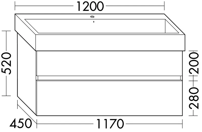 sanibel-Waschtisch-Unterbau FLEX PLUS WYFM117 1170mm breit Schubl/Auszug Basaltgrau