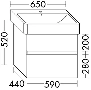 sanibel-Waschtisch-Unterbau FLEX PLUS WYJZ059 590mm breit Schubl/Auszug Weiß Matt
