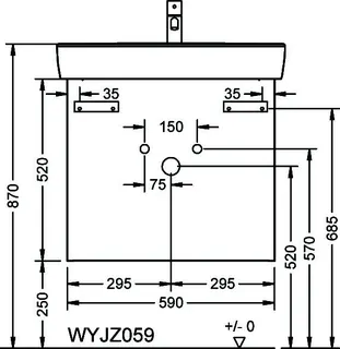 sanibel-Waschtisch-Unterbau FLEX PLUS WYJZ059 590mm breit Schubl/Auszug Weiß Matt – Bild 2