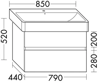 sanibel-Waschtisch-Unterbau FLEX PLUS WYJZ079 790mm breit Schubl/Auszug Eiche Cashmere