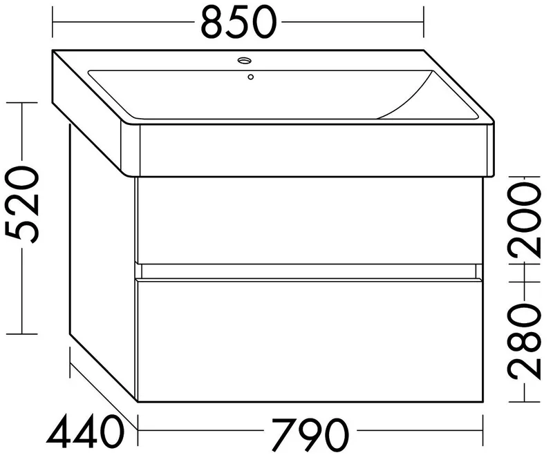 sanibel-Waschtisch-Unterbau FLEX PLUS WYJZ079 790mm breit Schubl/Auszug Eiche Urban