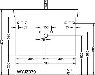 sanibel-Waschtisch-Unterbau FLEX PLUS WYJZ079 790mm breit Schubl/Auszug Weiß Matt – Bild 2