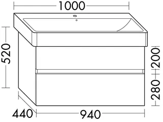 sanibel-Waschtisch-Unterbau FLEX PLUS WYJZ094 940mm breit Schubl/Auszug Weiß Glänzend – Bild 1