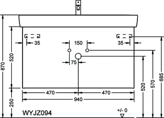 sanibel-Waschtisch-Unterbau FLEX PLUS WYJZ094 940mm breit Schubl/Auszug Weiß Matt – Bild 2