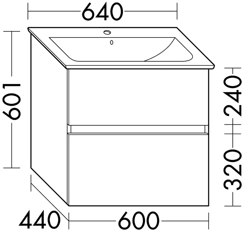 sanibel-Waschtisch-Unterbau FLEX PLUS WYKH060 600mm breit Schubl/Auszug SalbeigrauLack