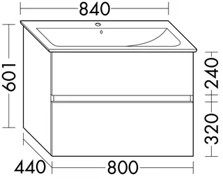 sanibel-Waschtisch-Unterbau FLEX PLUS WYKH080 800mm breit Schubl/Auszug SalbeigrauLack