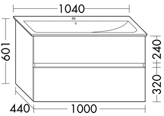 sanibel-Waschtisch-Unterbau FLEX PLUS WYKH100 1000mm breit Schubl/Auszug WeißMatt Lack