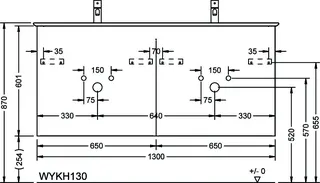 sanibel-Waschtisch-Unterbau FLEX PLUS WYKH130 1300mm breit Schubl/Auszug Weiß Matt – Bild 2