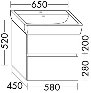 sanibel-Waschtisch-Unterbau FLEX PLUS WYKP058 580mm breit Schubl/Auszug Weiß Matt